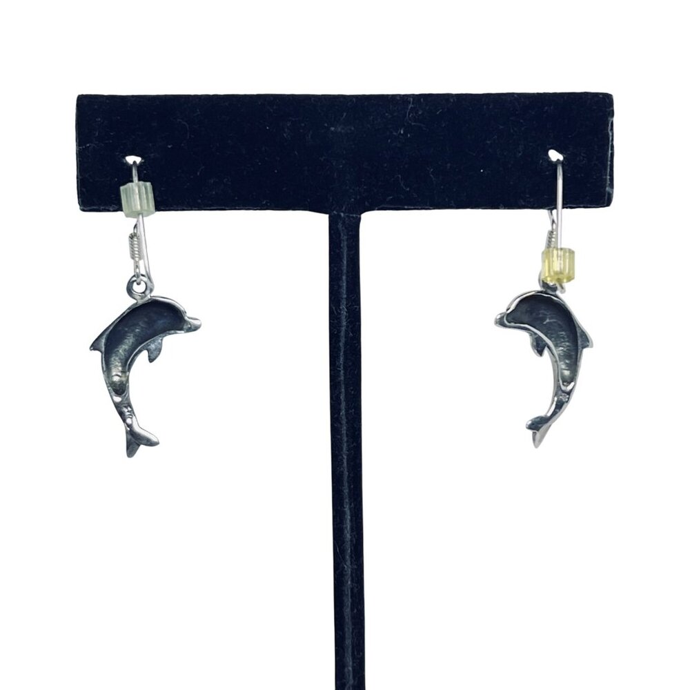 Sterling Silver Dolphin Pierced Earrings (5835) - Picture 5 of 7